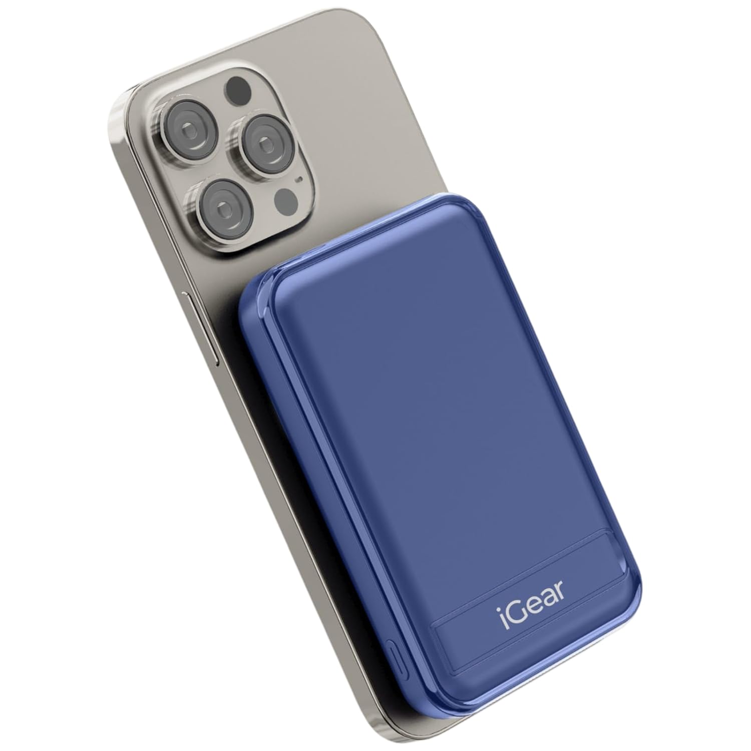 iGear Max 10 Plus 10000mAh Magsafe Power Bank, 15W Wireless & 22.5W Wired Charging, Digital Display, Type-C Input/Output, Phone Stand, Magnetic Ring for iPhone 12 & Above, Android & Qi Devices (Blue)