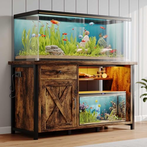 4ever2buy 55 Gallon Fish Tank Stand with LED & Storage