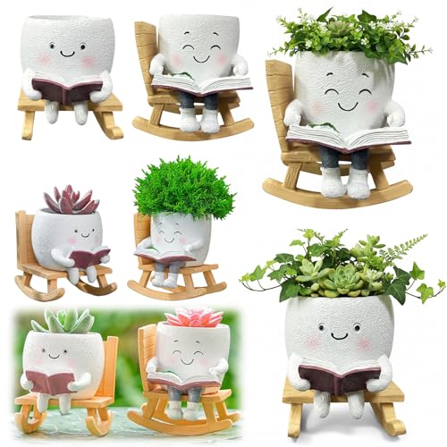 Pot de fleurs original avec chaise à bascule, idée cadeau déco - 3