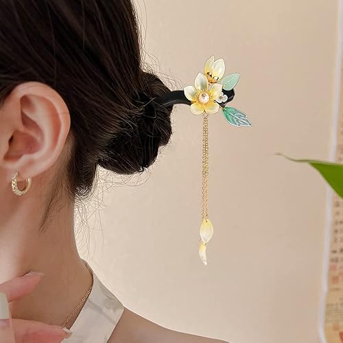 Miniatura 3 de Pinzas de pelo chinas, de madera, accesorios chinos para el cabello, palillo clásico de flores para el cabello, palillos para el cabello para mujeres