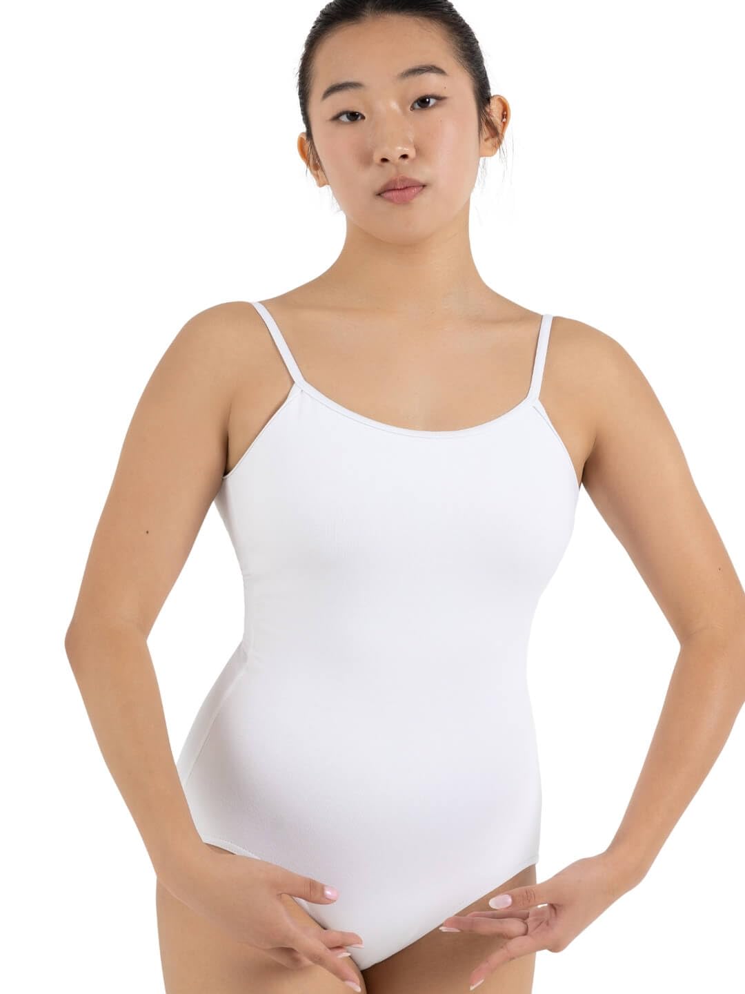 Capezio Women's Classic Camisole Leotard with Adjustable Straps, White, Large