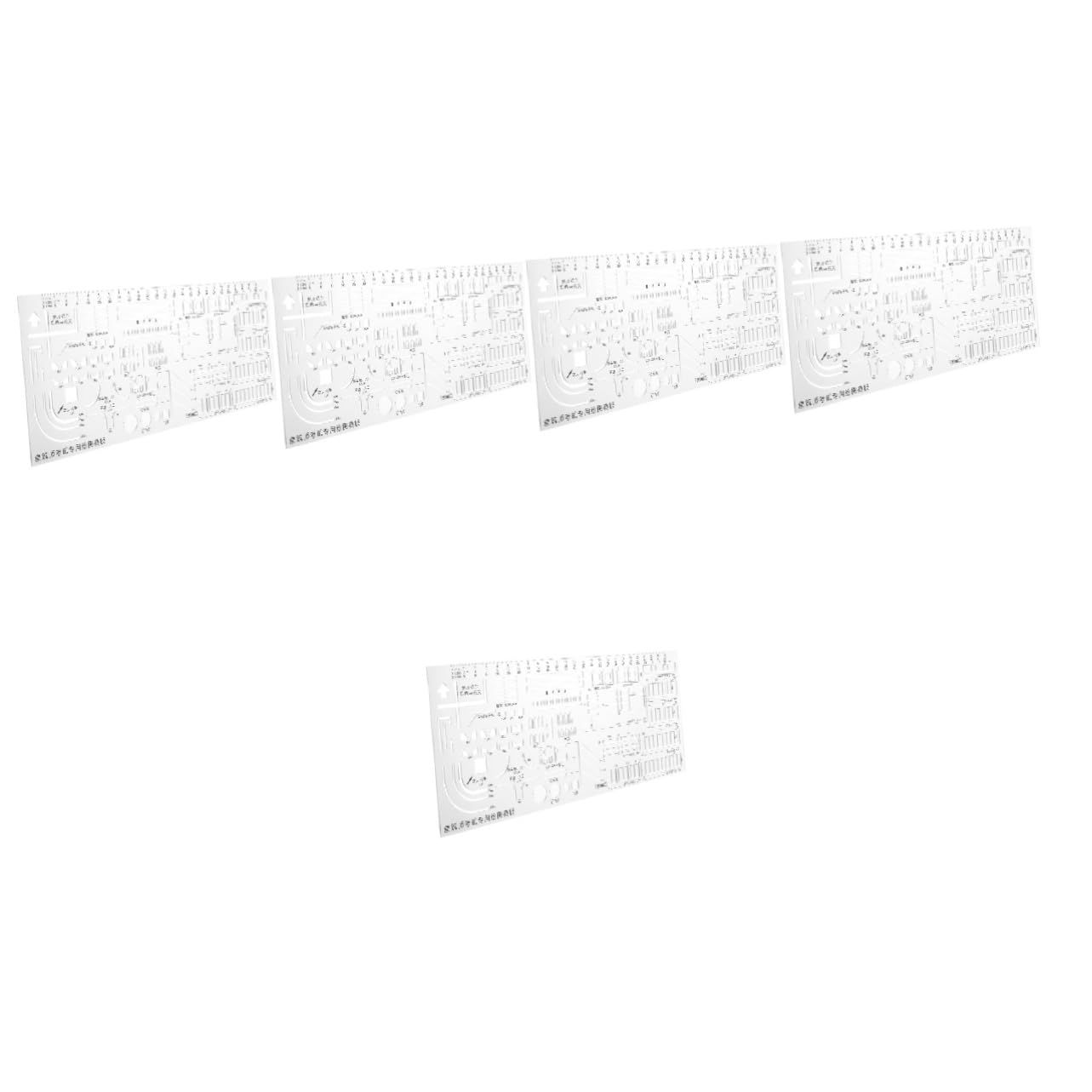 LALAFINA 5piezas Regla Geométrica Multifuncional De Plástico Transparente Plantilla De Dibujo Para Arquitectura y Diseño Para Mediciones y Creación De Patrones
