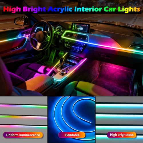 DREAMOTOR Interior Car LED Strip Lights, Acrylic LEDs Lights for Car with Dynamic Dreamcolor Chasing, Ambient Lighting Kits Music Sync Wireless APP and RF Remote Control (55.12inch*2) by DREAMOTOR - Used condition - Image 8