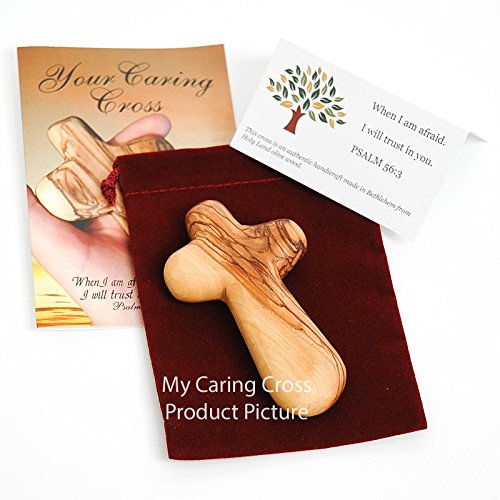 One Olive Wood Holding Cross comes with Velvet Bag & Certificate