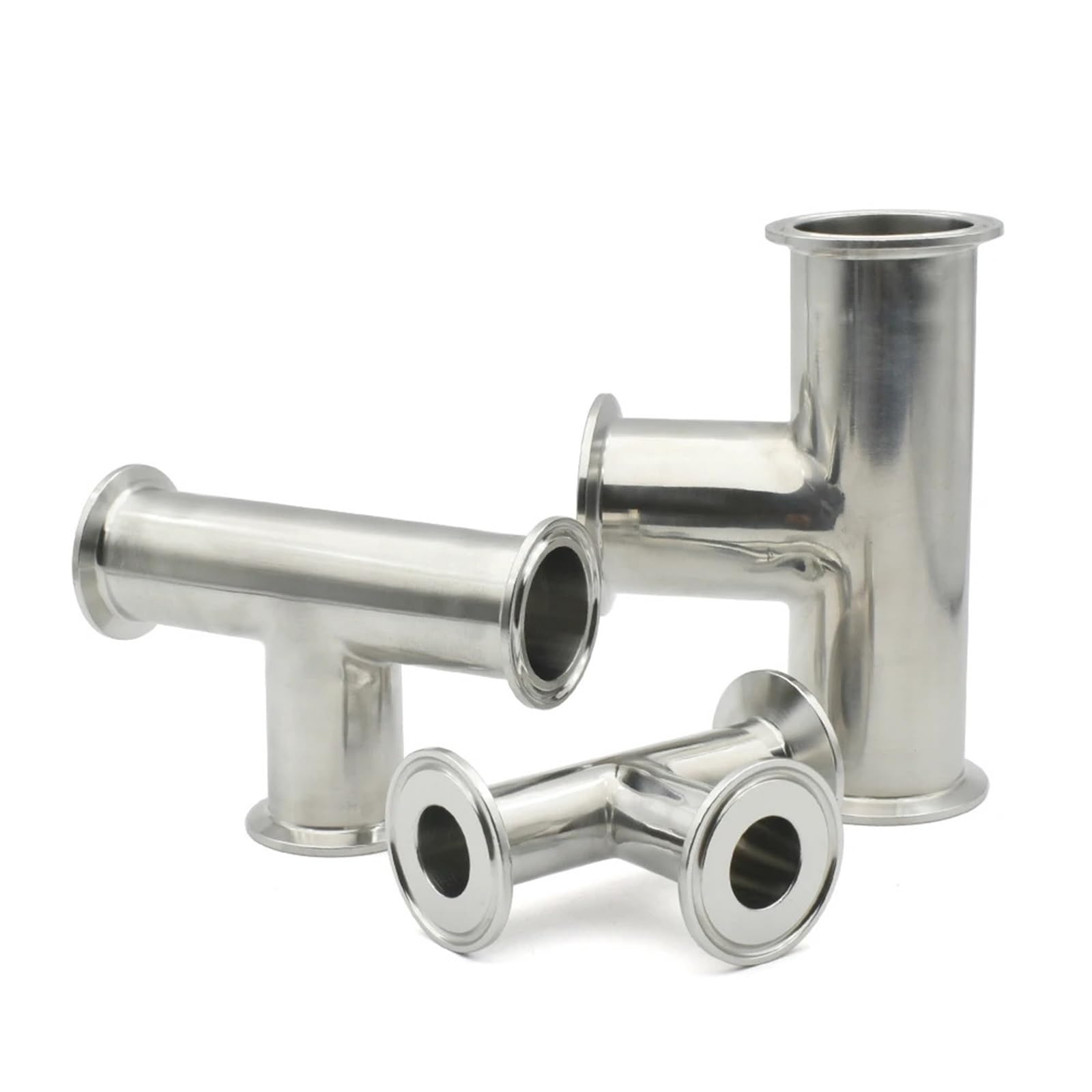 Tubería de acero inoxidable 316L con diámetro exterior de 19-76 mm, manguito en T de 50,5-119 mm, abrazadera triple de 1,5-3 pulgadas instalada.(63mm Ferrule 77.5)