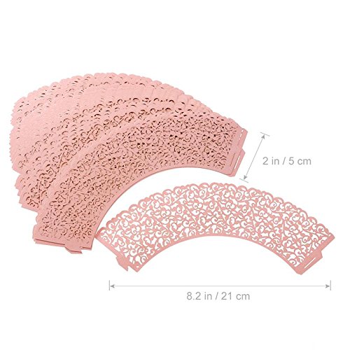image for KASU Pink Cupcake Wrappers 100pcs/pack Lace Cupcake Liners Laser cut C