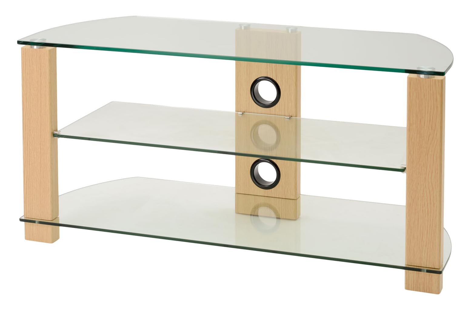 The Plasma Centre 34678 TNW Vision 1050 Oak and Clear Glass TV Stand