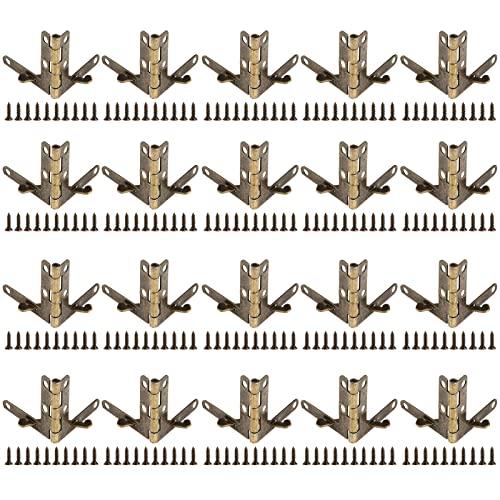 20 Pcs 90° Angle Support Spring Hinge for Small Jewelry Wine Case Watch Box Wooden Lid(Bronze)