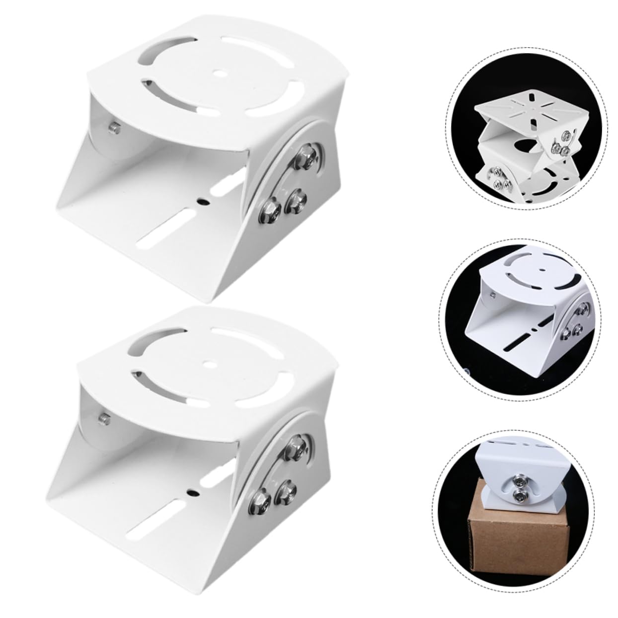 Support pour Caméra de Sécurité Blanc en Acier, 2 Pièces