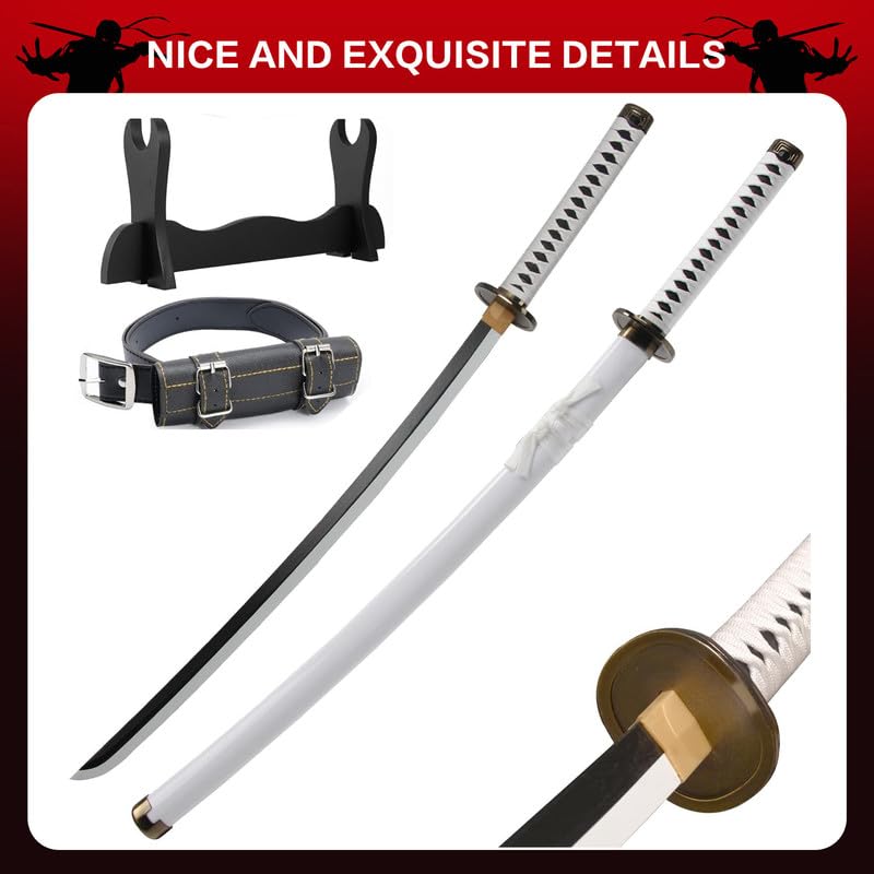 Anime Ninja Bambus Schwert Katana Krieger Waffen–40Zoll(104cm),mit Gürtel und Halter,für Halloween Motto Party Karneval Dress Up Party Cosplay