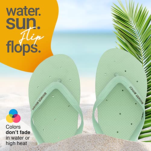 Image of Shower Shoez Womens Non-Slip Flip Flops with Drain Holes Protect Your Feet from Dirty Surfaces Slip-Resistant Soles, Quick-Drying, Lightweight Ideal for Gyms, Dorms, Pools (Soft Sage, 7-8)