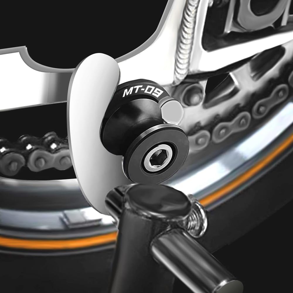 Brazos oscilantes M6 para MT09 MT-09 Tracer 2014-2023 MT 09 SP 2025 2024 MT09 FZ09 Basculante de Deslizadores Tornillos del Soporte Diábolos Accesorios,carretes M6,Adaptador de oscilantes（Negro）