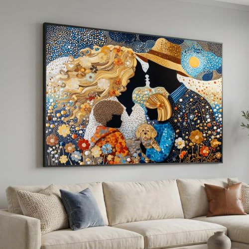 Peinture abstraite couple sur toile 30x40cm pour célébrer l'amour et l'harmonie familiale