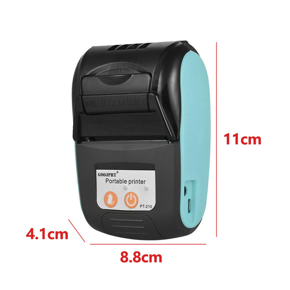 Mini Stampante Termica Bluetooth, Macchina per Ricevute POS USB Wireless da 58 mm, Stampante termica portatile, compatibile per Android / iO-S e / Windows, per lo studio/note/ricevute/etichette(Blu)