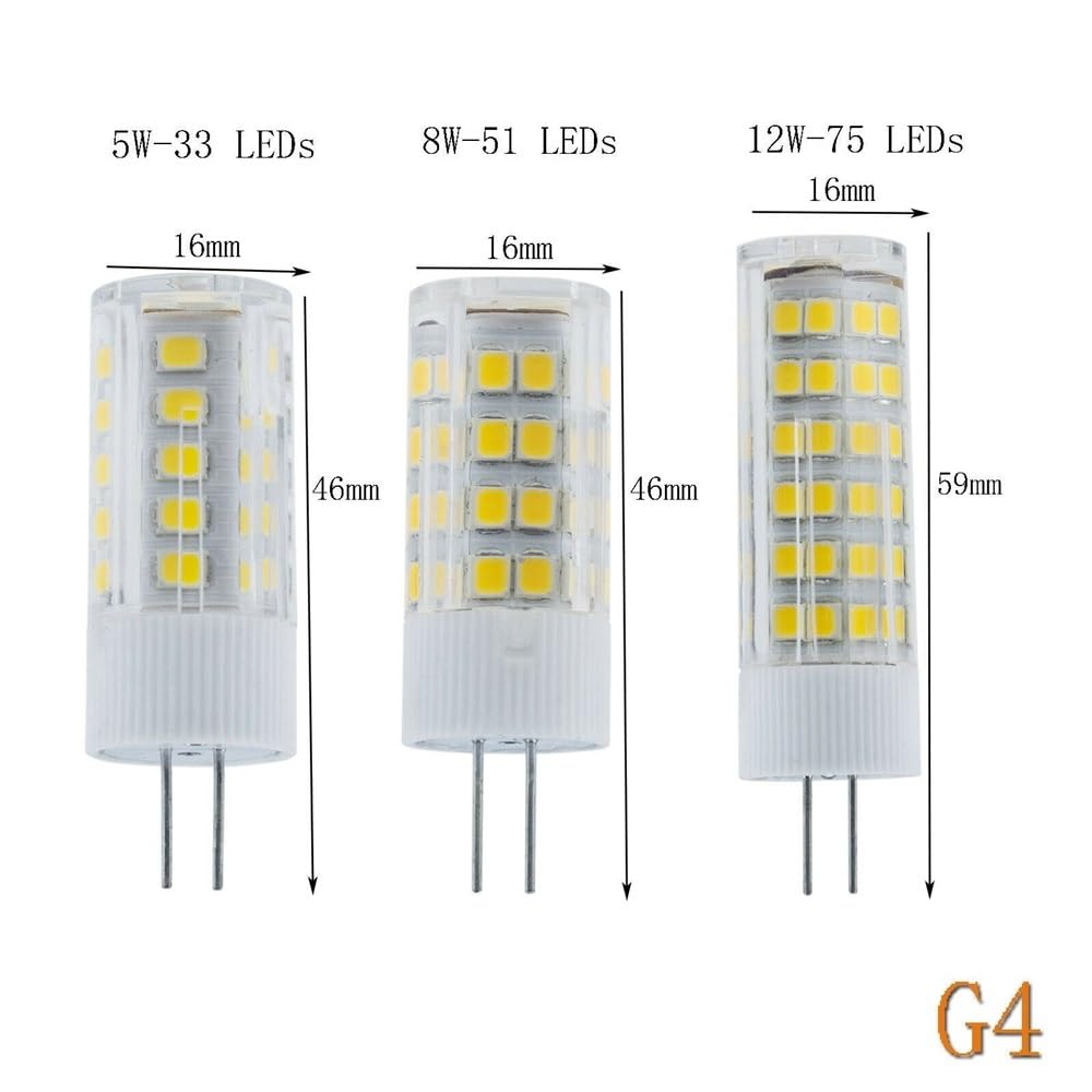 HHF Illuminazione domestica, Confezione da 30, Lampadina LED a Mais AC220V G4/G9/E14 Mini Lampada in Ceramica SMD2835 33/51/75 Lampada LED in Cristallo(Warm White,G4 51LED)