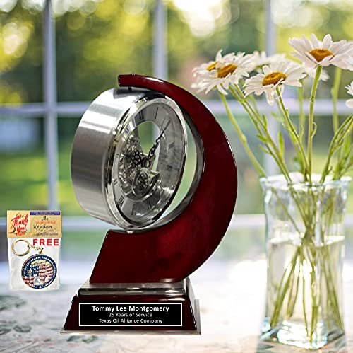 Allgiftframes Personalized Moon Glass Desk Table Clock Da Vinci Dial Gold Text Etching Engraved Shelf Corporate Retirement Gift Employee Recognition Service Award Wedding Present #TOP2