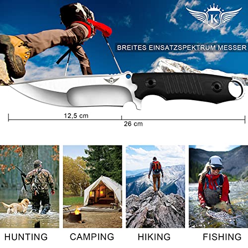 KOMWERO Jagdmesser Feststehende Klinge aus einem Stück D2 Stahl mit G10 Griff, Kydex Scheide, Scharf Messer… – Bild 7