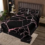 Homewish Steinmuster Tagesdecke Tintenmalerei Steppdecke 220x240cm Männer Frauen Marmor Moderne Einfachheit Abstrakt Tagesdecken für Kinder,Aquarell Riss Rosa Textur Steppdecken 2 Kissenbezüge