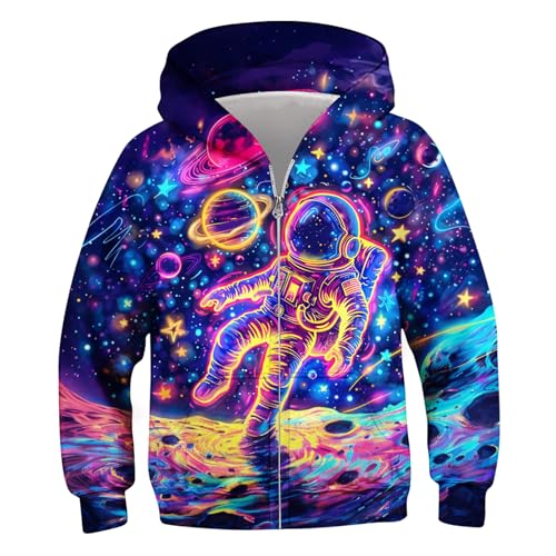 Idgreatim 6-14T Boys Zip Up Hoodies Kids 3D Graphic Hoody Sweatshirt Zipper Pullover with Pockets
