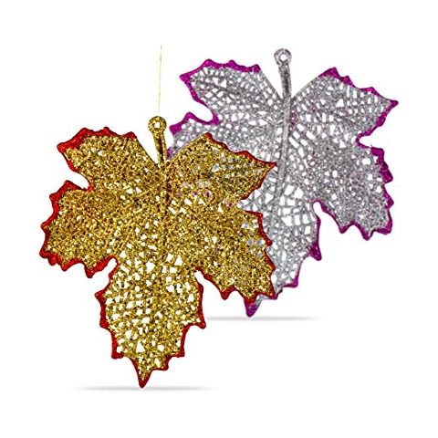 R N' D Toys Christmas Ornament Leaves, Shatterproof Hanging Ornaments for Christmas Tree, Indoor and Outdoor Christmas Holiday Home Decoration (Gold & Silver) Cover