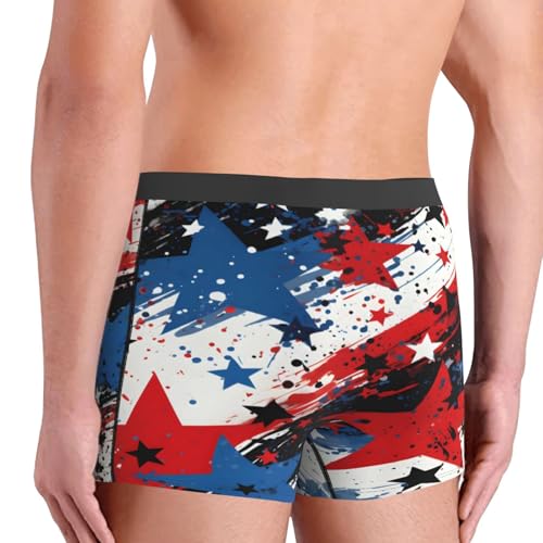 Men's Boxer Briefs Blue Red Star Usa Flag Underwear For Men Soft Elastic Boxer Shorts For Boys Adult4