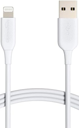 Amazon Basics Lightning to USB A Cable - MFi Certified iPhone Charger, White, 0.9 m