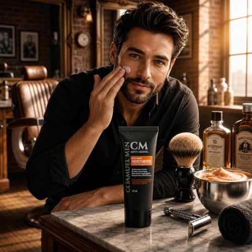 Image of Mens Face Moisturizer Anti Aging - Aftershave for Men, Face Cream & Post Shave Lotion with Argan, Shea & Aloe - Daily Skin Care Balm for Dry, Oily & Sensitive Skin, 2.6 oz