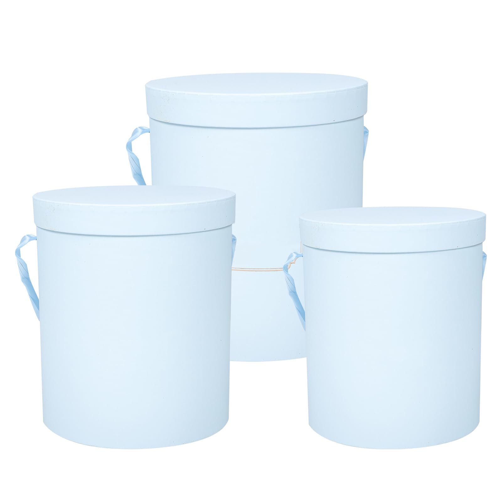 Set 3 Scatole Regalo Rotonde in Cartone per Fiori, Confezione da 3 Pezzi, Forma Cilindrica, Materiale Cartone, per Composizioni Floreali e Decorazioni in Negozi di Fiori