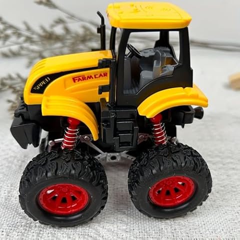 HAOXU 2PCS Farmer Stunt Car Inertia Four-Wheel Drive Double Inertia Stunt 360° Rotation Flip Shock Absorber Spring Thickened Tires Four-Wheel Drive Off-Road Sliding Toy Car Cover