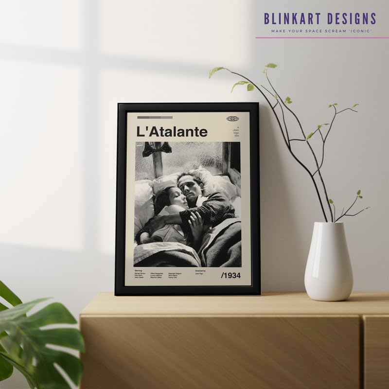 Image of BLINKART L'Atalante (1934) Movie Poster Frame 8x12 Inch | Premium 300 GSM Paper Wall Print | Mid Century Vintage Film Artwork for Home, Bedroom, Living Room, Office | Framed Photo Decor