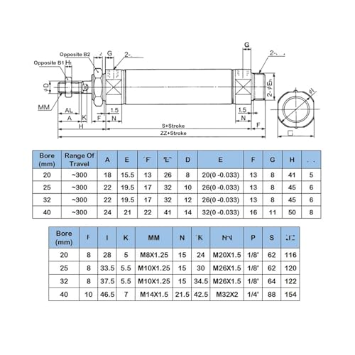 Cylindre pneumatique CDM2B40 à double effet avec course de 375mm - 3