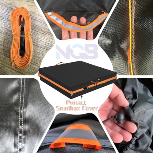 Image of Sandbox Cover, Square Sandbox Cover Waterproof, Outdoor Toddler's Sand Box Covers for Sand Protection (97 inch Lx97 inch Wx11 inch H,Black)