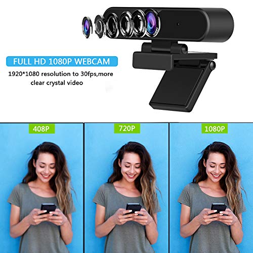 1080P Webcam with Microphone, Desktop Computer Camera, HD Video Camera for Laptop Desktop Computer Monitor, for Live Streaming/Calling/Recording/Conferencing/Gaming Skype/YouTube/Zoom/Facetime