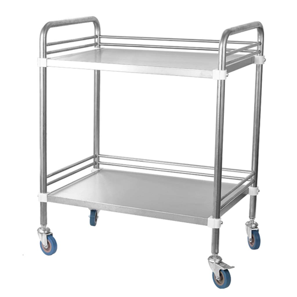 TKJfdTY Medical Trolley Cart Lab Cart Stainless Steel, 2/3 Layers Hospital Equipment Portable Trolley On Wheels - Lab Serving Trolley, 2 Layer-50X40X86Cm,2 Layer 60x40x86cm