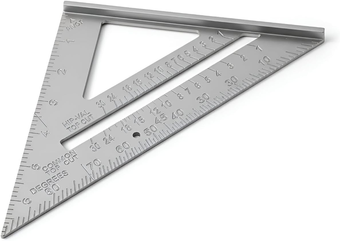 Oblivion Double Side Scale Aluminium Alloy Metric Inch Triangle Ruler Measurement Hand Tools, Speed Square, Square Layout Tool (7 inch speed square)