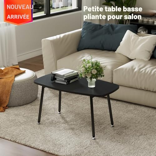 Table basse pliante pour salon compact WOHOMO noire 80 x 40 cm - 5