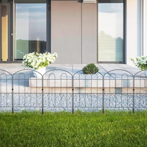LIANTRAL 28 Stück Dekorativer Gartenzaun, Tier Barriere Zaun, rostfreier Metalldraht, Kein Graben-Zaun Patio-Grenze Tierzaun für Hunde Kaninchen im Freien Patio, 61 cm (H) x 9,24 m Gesamtlänge