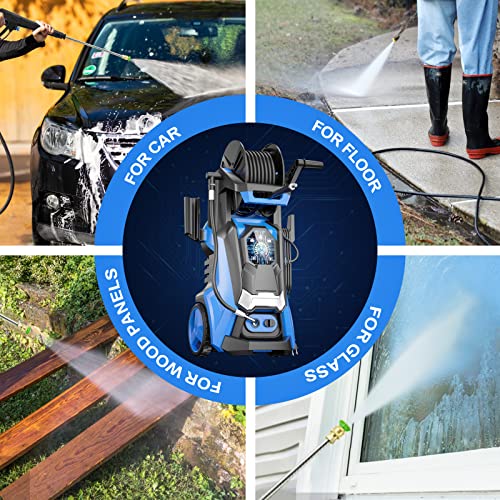 Pecticho Electric Pressure Washer 4200PSI Max 2.8 GPM Power Washer with Smart Control and 3 Levels of Adjustment Effortlessly Cleaning Car Patio Blue