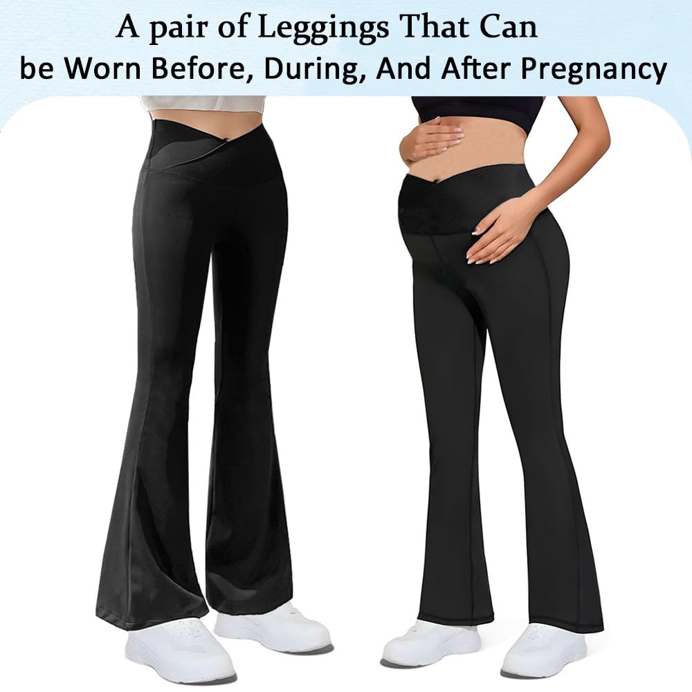 Leggings de Maternité Taille Haute Opaque Pantalon de Grossesse Doux et Extensible Vêtements de Maman à la Mode,S-XL