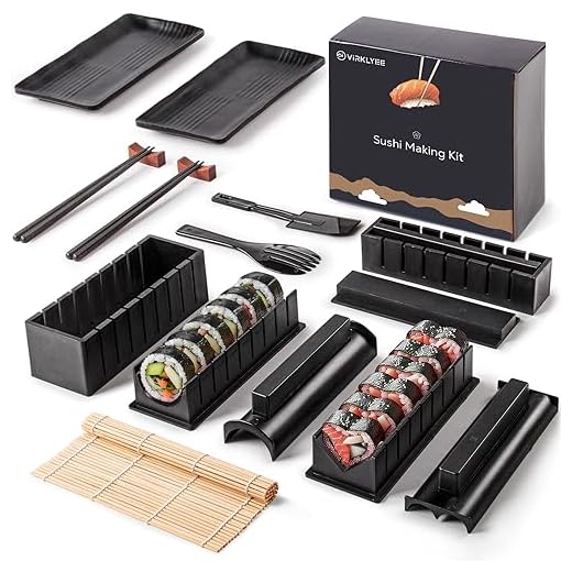 Virklyee 17 Piezas Set de Sushi Sushi Kit Completo para Moldes para hacer Sushi en casa Adecuado para principiantes Sushi Utensilios con Formas Únicas y Divertidas Fácil de limpiar (Negro)