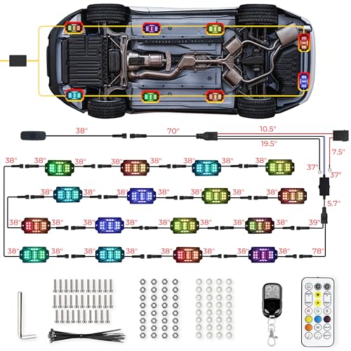 Image of 16 Pods 5 Sides Full Angle RGB Rock Lights for Trucks, App & Remote Control