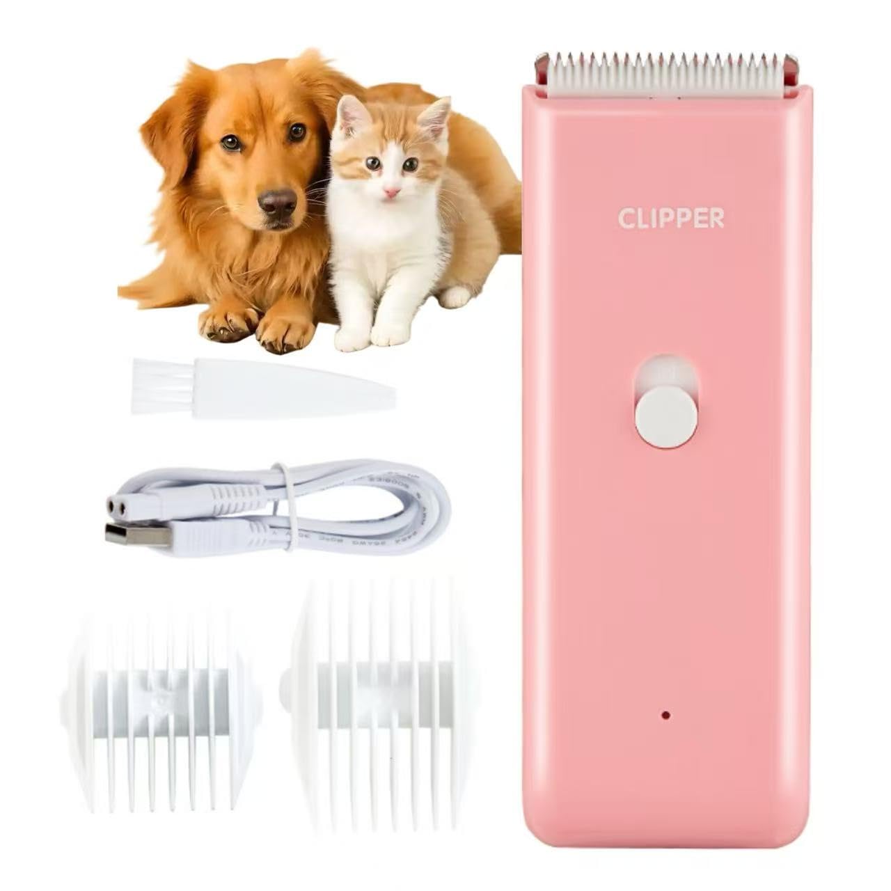 Práctico recortador de pelo de mascotas recomendado por el veterinario, súper silencioso, de larga duración (resistente al agua, recargable por USB, afeitadoras de aseo para perros y gatos con