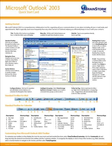 Amazon.co.jp: Microsoft Outlook 2003 Quick Reference Card - Handy ...