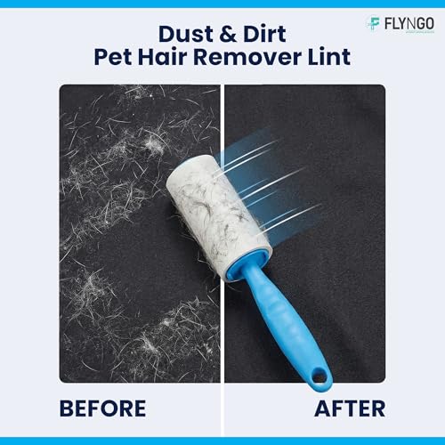 Image of FLYNGO Sticky Lint Roller for Clothes, Pet Hair, 270 Sheets Reusable Easy-Tear Lint Remover Brush for Woolen Clothes, Sofa, Sweater, Dust & Dirt - 3 Rolls 90 Sheets Each (270 Sheets)