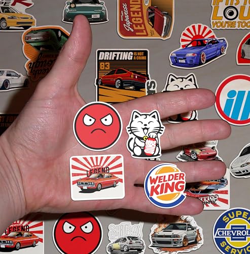Image of WallDesign Race-Ready 40 Collection of Authentic JDM Peel and Stick Sticker Set Mobile Laptop Accessories Gifting Durable Laminated Printed Vinyl for True Japanese Speed Culture Car Fans 51 mm
