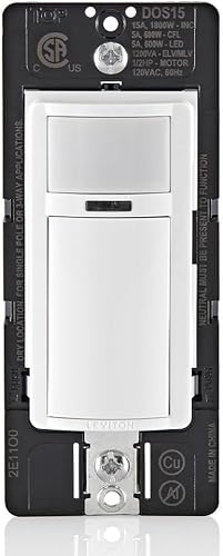 Leviton Decora Occupancy - Interruptor de pared con sensor de movimiento, encendido automático o manual, 15 A, un solo polo, multisentido o