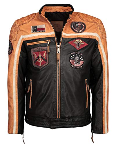 Top Gun Chaqueta de piel TG 1005 9565 Oxblood/crema/negro Black/Orange/Offwhite XXXL
