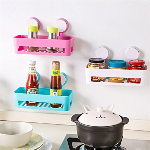 Generic white : 1 pc Kitchen Sucker Storage Rack Bathroom Organizer Holder Wall Mounted Kitchen Caster Storage Shelf