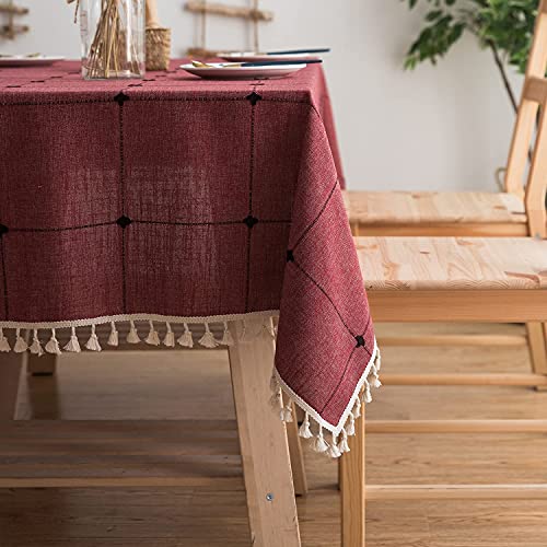 Nappe 120 x 200 cm coton lin infroissable rectangulaire pour table de cuisine - 3
