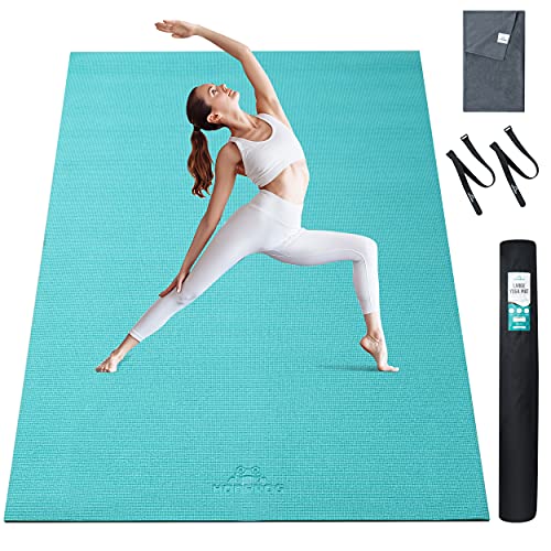 Large yoga mat 6x4- Extra Large Yoga mat thick 72â€x48â€x8mm, floor mats for kids, Large Workout mats for home gym, Eco Friendly Yoga Mat for men, women and kids, Fitness mats for exercise, Turquoise mat use without Shoes